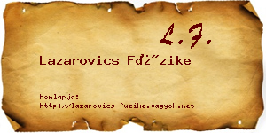 Lazarovics Füzike névjegykártya